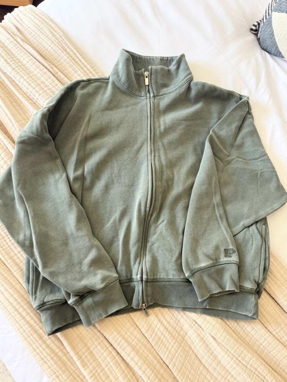 PINK Victoria's Secret Olive Green Fleece-Lined Sweatshirt
